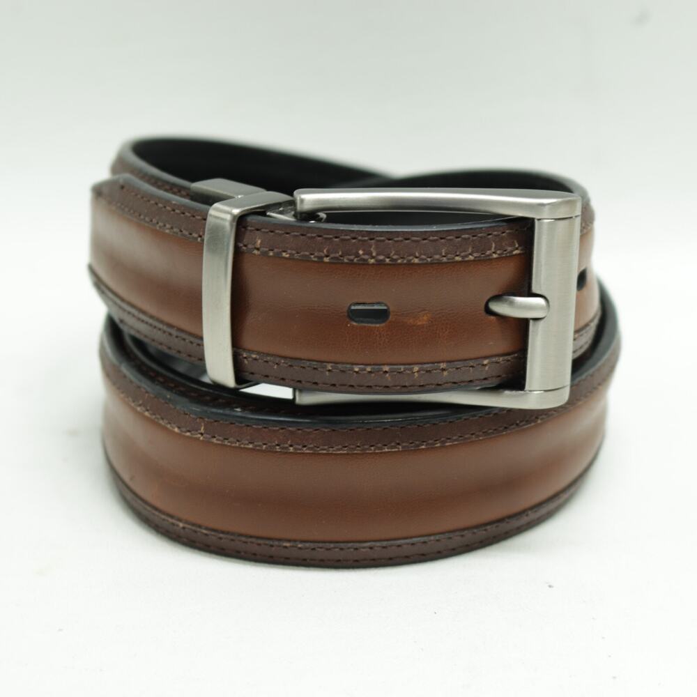 Dockers Reversible Dress Belt Men 38 Brown Black Pebble Faux Leather Buckle